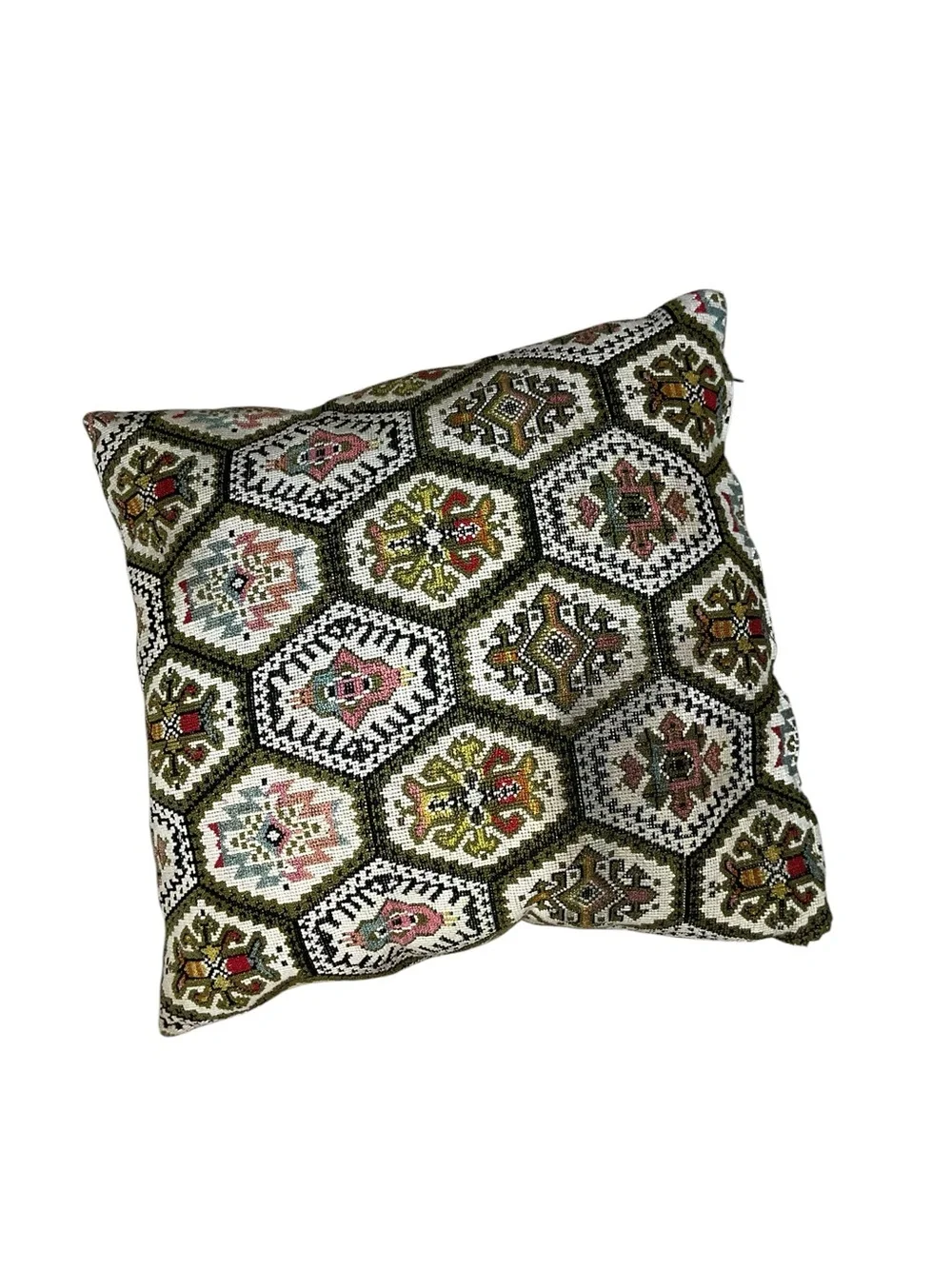 Set of 3 Vintage Style Tapestry Throw Pillows Floral Geometric Boho Cottage